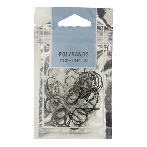 Mae ElasticS Polybands Black & Clear (100)